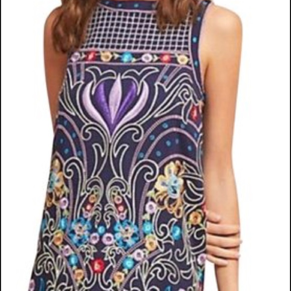 Maeve Kira embroidered tunic dress navy sz 0